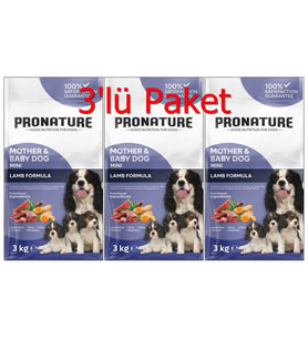 Pronature Mother&Baby Kuru Köpek Maması (Mini) Kuzu Etli 3 Kg*3 Adet (Kahverengi)