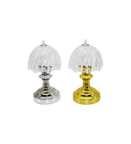 PİLLİ MİNİ ŞEMSİYE MODELİ LED LAMBA ABAJUR MİKA KRİSTAL BAŞLIK - GOLD - KROM AYAK (5057)