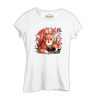 Japon - Kitsune Ay  Beyaz Kadın Tshirt