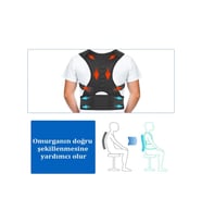 Manyetik Dik Duruş Korsesi Kamburluk Önleyici Korse Yeni Tasarım Kifoz Skolyoz Unisex Ortopedik (Siyah)