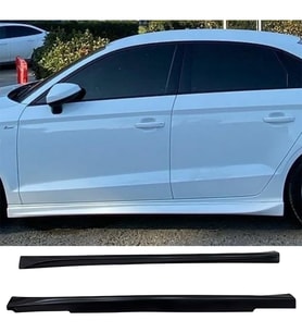 Audi A3 8V Sedan Aero Yan Marşpiyel Seti Plastik 2 Adet Mat Siyah 2012-2019 karlık+ek+bodykit