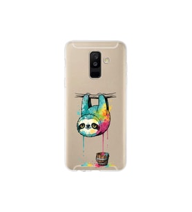 Samsung Galaxy A6 Plus (2018) ile Uyumlu Splash Tembel Hayvan Tasarımlı Şeffaf Kılıf