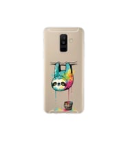Samsung Galaxy A6 Plus (2018) ile Uyumlu Splash Tembel Hayvan Tasarımlı Şeffaf Kılıf