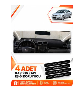 VOLKSWAGEN JETTA (2007-2011) Uyumlu Ön Torpido Koruma Kılıfı Halısı - Siyah Gri