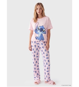 LCW Young Pembe Stitch Baskılı Kadın Pijama Takım