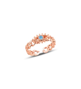 Gümüş ayarlamalı kirpi göz zincir modeli yüzük SGTL9966AKUAMARİN (Rose)