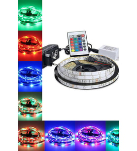 Esdastore 5 Mt. Rgb Şerit Led Seti Kumandalı  Tak Çalıştır Renkli Dekoratif Aydınlatma