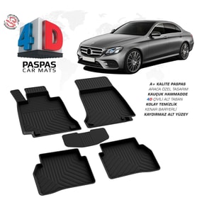 Mercedes E Serisi W213 4D Araca Özel Havuzlu Kauçuk Paspas 2016 ve Üzeri (Karışık)