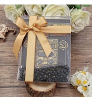 Kabeli Şeffaf Kutulu Kurdelalı Tesbihli Set : 10 Adet (Siyah)