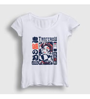 Presmono Kadın Beyaz Rage Tanjiro Kamado Anime Demon Slayer Kimetsu No Yaiba T-Shirt 307671tt