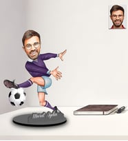 Kişiye Özel Futbolcu Karikatürlü İki Katmanlı Ahşap Biblo Model-7