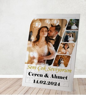 5 Fotoğraflı İsimli Tarihli Notlu Kişiye Özel Puzzle