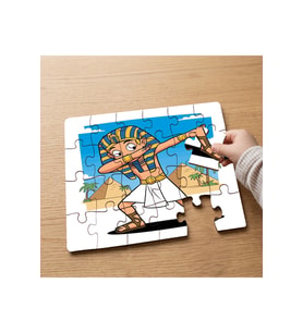 Antik Mısırda Dans Eden Firavun Tasarımlı 24 Parça Ahşap Çocuk Puzzle MPK0414