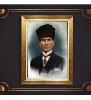 Özel Seri Paspartulu Çerçeveli Atatürk Tablo l371 (Gold)
