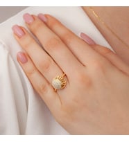 925 Ayar Gümüş Yüzük Zirkon Taşlı Altın,Rose,Beyaz Renk Seçenekleriyle (Sarı)