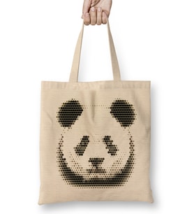 Geometric Animal Panda Bez Çanta Uzun Saplı