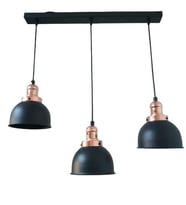 Rys Retro Metal Siyah Bakır Duylu Dekoratif 3 lü Masa Üstü Siyah Rustik Avize En:60 cm (Burnt Olive)