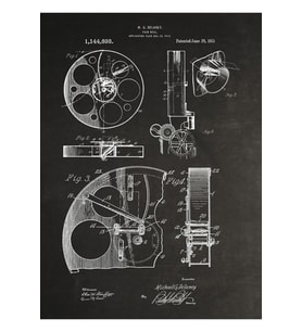 Kameraman Film Makarası Patent Çizimleri 1915 Tablo Ahşap Poster Dekoratif