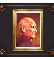 Altın Varaklı Çerçeveli Paspartulu Atatürk Tablo z4967 (Gold)