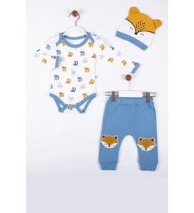 Little Fox Desenli 3'lü % 100 Pamuklu Erkek Takım
