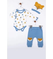 Little Fox Desenli 3'lü % 100 Pamuklu Erkek Takım