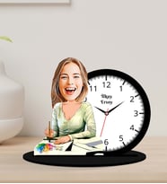 Kişiye Özel Hediye Grafik Tasarımcı Karikatür Ahşap Biblo Masa Saati