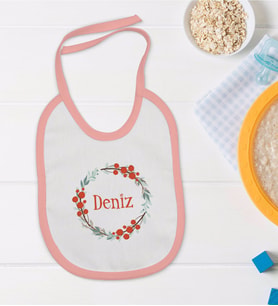 BK Kids Kişiye Özel Pembe Bebek Mama Önlüğü - Model 156