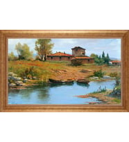 Çerçeveli Paspartulu Manzara Tablo bm1944 (Gold)