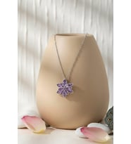 925 Ayar Zirkon Taşlı Lotus Çiçeği Kolye.rose.gold.rodaj