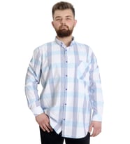 Mode XL Büyük Beden Erkek Gömlek Ekose Uzun Kollu 23300 Koyu Füme