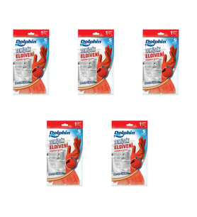 Dolphin Lateks Bulaşık Temizlik Eldiveni - Kırmızı - Small Boy ( Küçük ) - 7-7,5 - 5 Paket