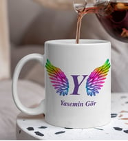 Kişiye Özel Baş Harf Ve İsim Soyisim Tasarımlı Beyaz Kupaa Bardakk