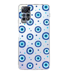 PrintiFy Xiaomi Redmi  Note 11S ile Uyumlu 1mm Slim Fit Nazar Boncuğu 1 Baskılı Şeffaf  Kılıf