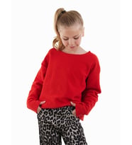 Crop Top Kız Çocuk Kırmızı Sweatshirt