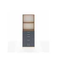 Arges Dolap 2 Raflı 4 Çekmeceli 2 Kapaklı 88x30x243 Çam-Antrasit