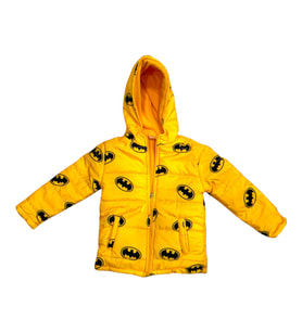 Batman Şişme Unisex Çocuk Montu Içi Polarlı Kalın Su Geçirmez Kapüşonlu Baskılı Kışlık Şişme Mont (Çok Renkli)