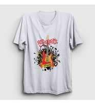 Presmono Unisex Beyaz Gitar Aerosmith T-Shirt 6739tt