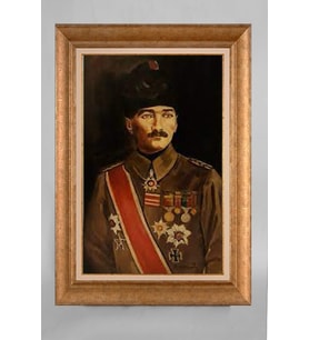 Altın Varaklı Paspartulu Çerçeveli Atatürk Tablo sd503