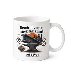 Karabük Demir ve Emek Tasarımlı Kupa Bardak Özel Hediye Porselen Mug