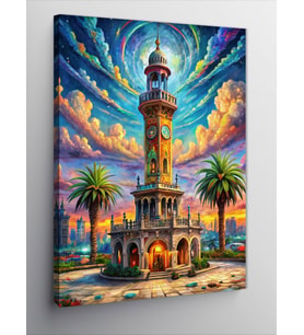 Kanvas Tablo İzmir Saat Kulesi Çizimi