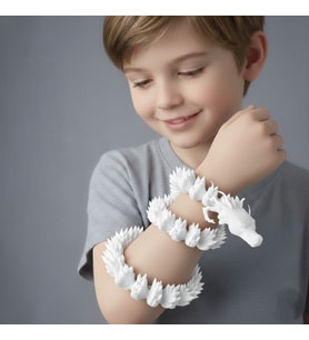 Kristal Ejderha Figürü - Masa Üstü Aksesuar ve Stres Esnek Eklemli Dekoratif Büyük Boy -46 cm (Beyaz)