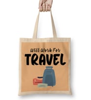 funny Travel gift design lover-Trippin Wanderlust Journey Adventurer Vacation Bez Çanta Uzun Saplı
