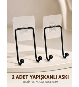 İkili Duvar Tipi Yapışkanlı Askılık Pratik Ev Düzenleme Askısı