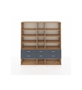Hyperion Dolap 12 Raflı 6 Çekmeceli  220x44x243 Çam-Çam/Antrasit