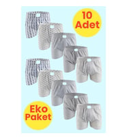 Tezzgelsin Erkek Eko Paket 10'lu Emprime Boxer (Çok Renkli-Naturel)