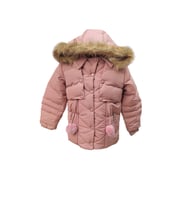 Life For Moda Kız Çocuk Önü Fermuarlı ve Çıt Çıtlı Ponpon Detaylı Çıkarılabilir Tüylü Kapüşonlu Peluş Ast (Pudra)