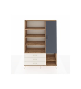 Hyperion Dolap 9 Raflı 3 Çekmeceli Tek Kapaklı  132x44x195 Çam-Antrasit/Aytaşı
