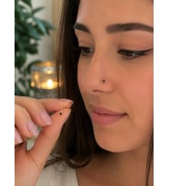 925 Ayar Gümüş Siyah Taşlı Burun Hızması Piercing Minimal L Şekilli Unisex Nose Stud