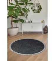 Dijidekor Halı Antrasit Cool K1290 Saçaklı Yuvarlak Kesme İnce Yolluk Kilim Salon Halısı Modelleri