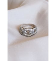 Silver Renk Zirkon Taşlı Ayarlamalı Yüzük (Çok Renkli)